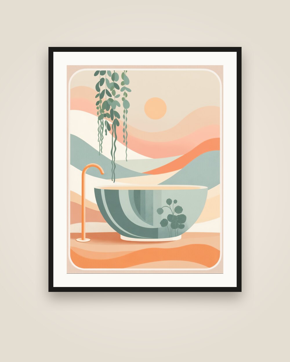 Bathtub and Plants Art Print