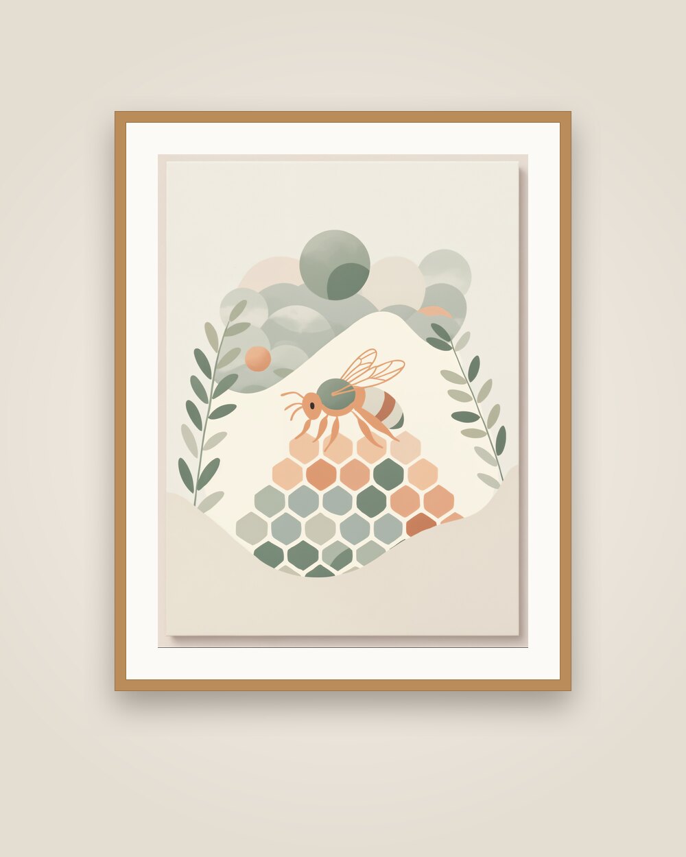 Bee and Honeycomb Art Print