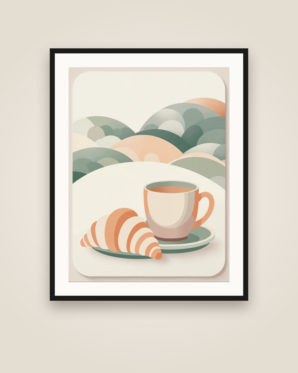 Croissant and Coffee Art Print