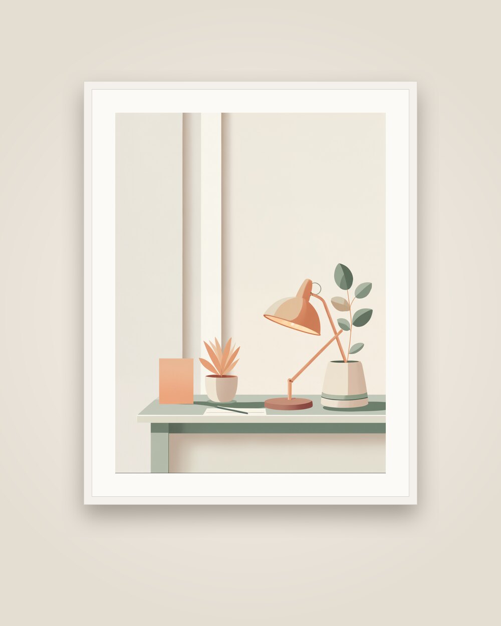 Desk and Lamp Art Print