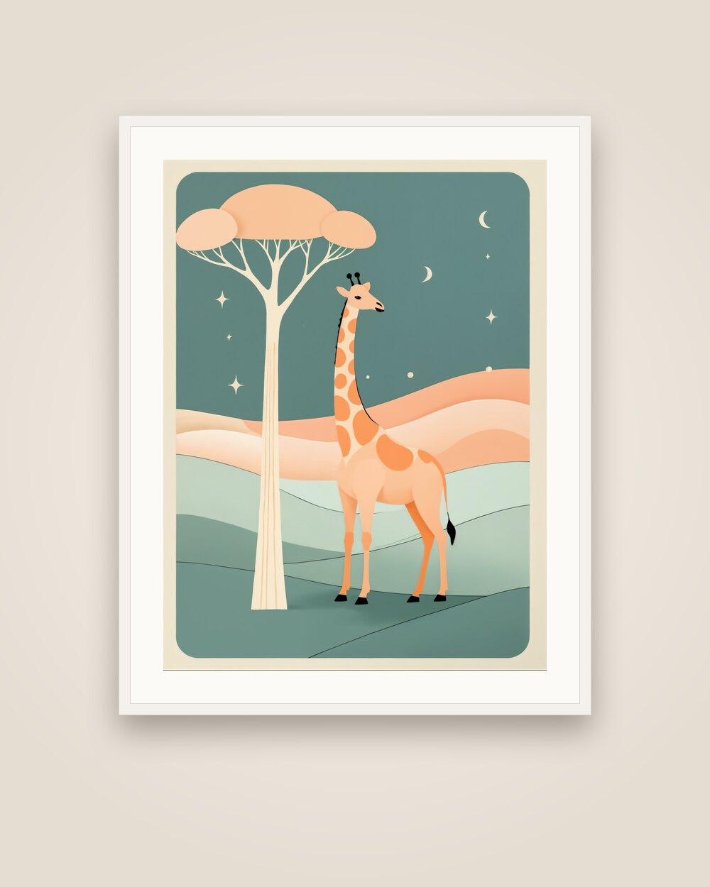 Giraffe and Acacia Art Print