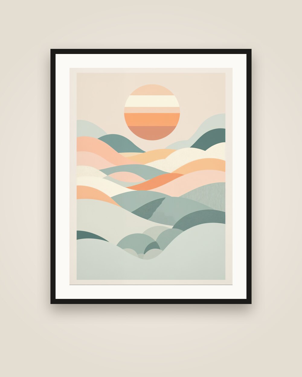 Hills and Sun Abstract Art Print