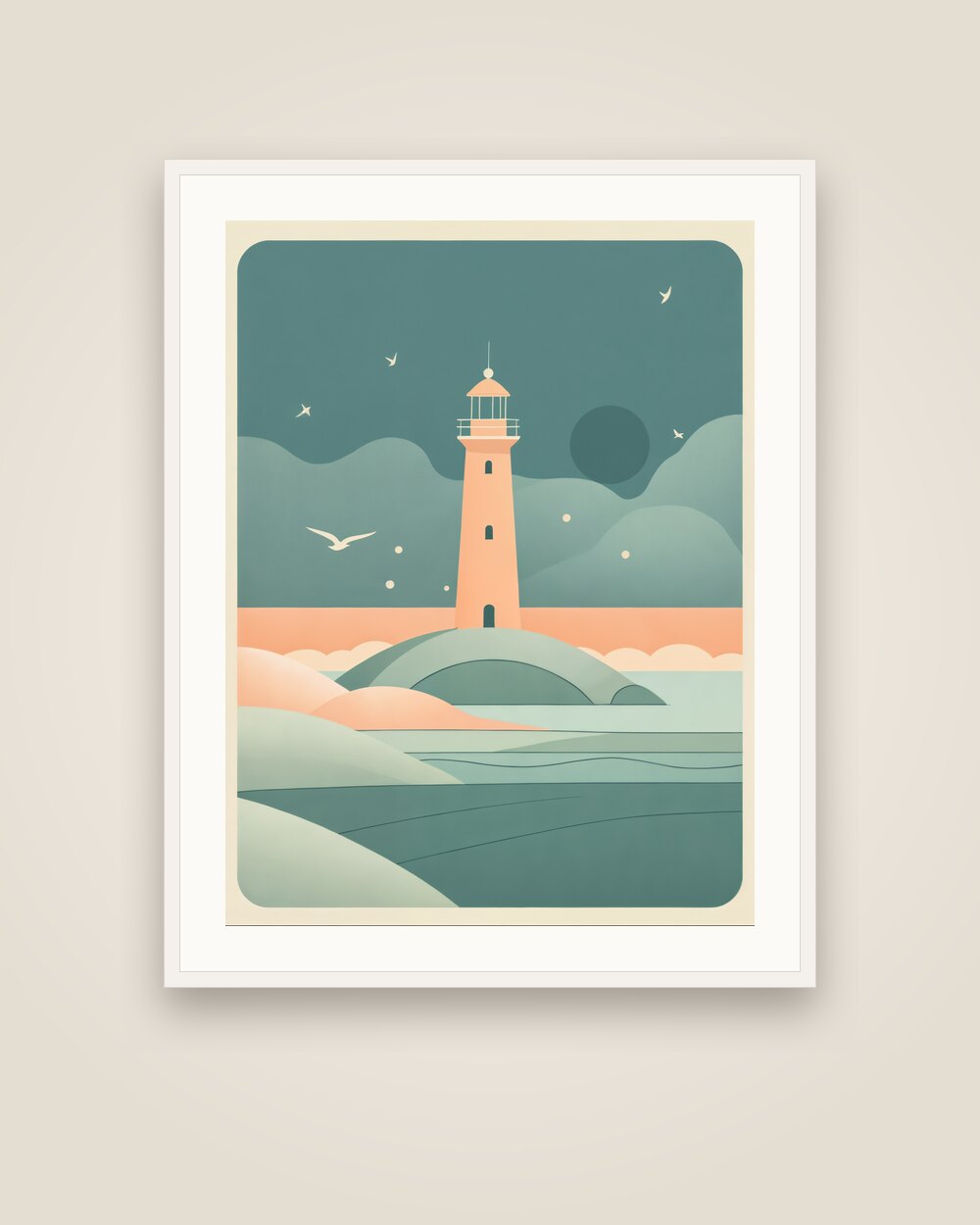 Lighthouse at Dusk Art Print