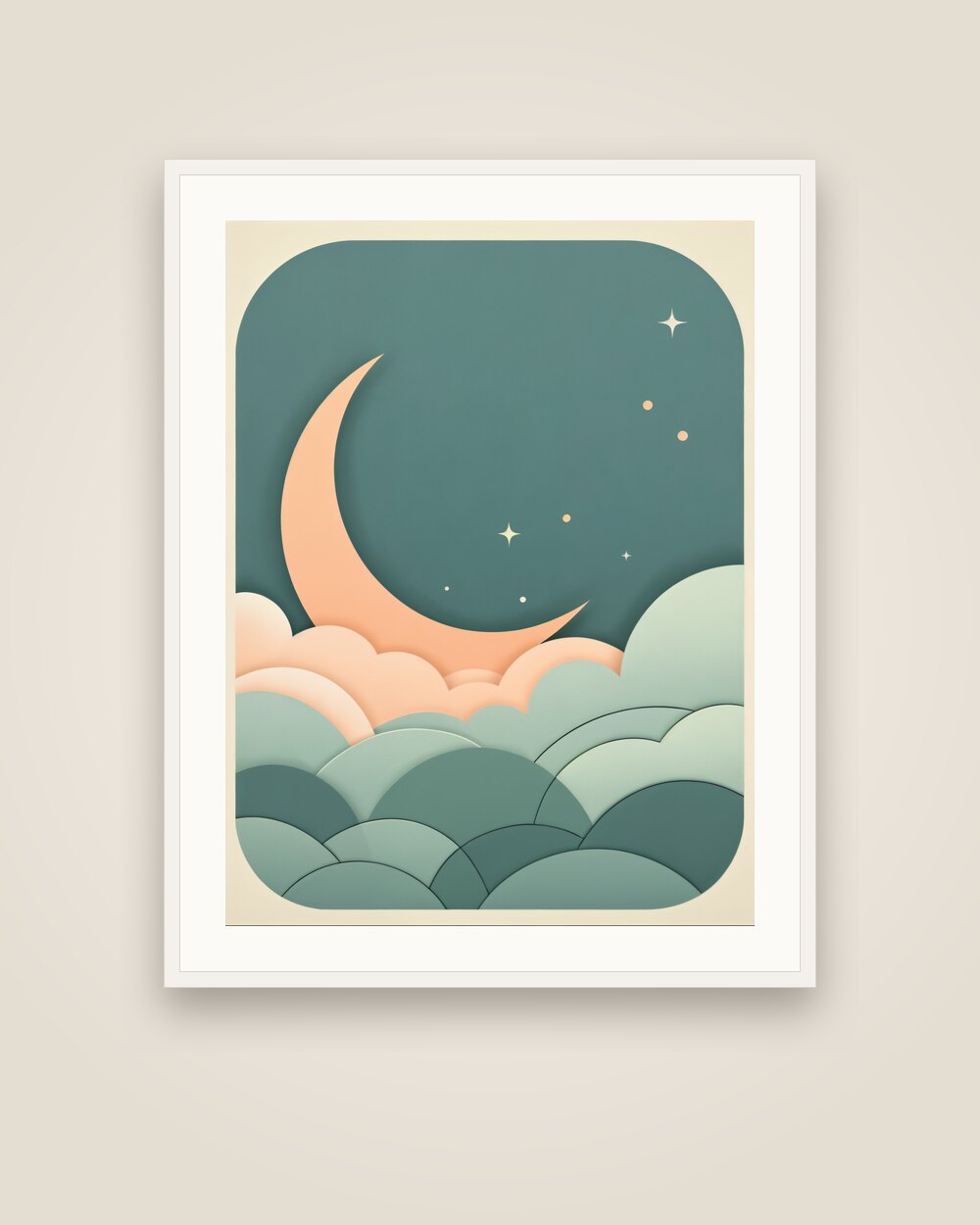 Moon and Clouds Art Print