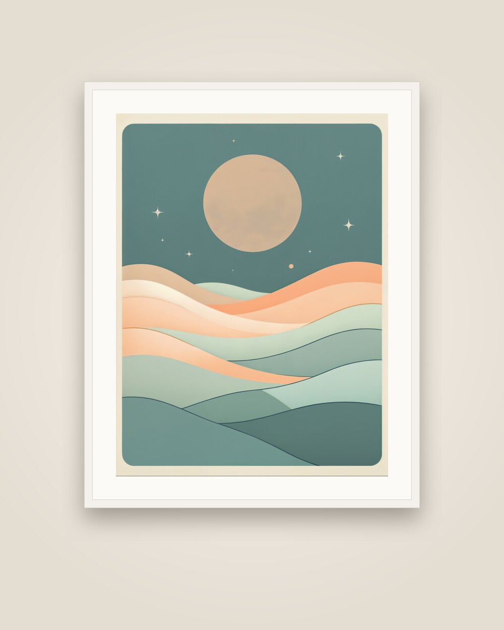 Moon over the Desert Art Print