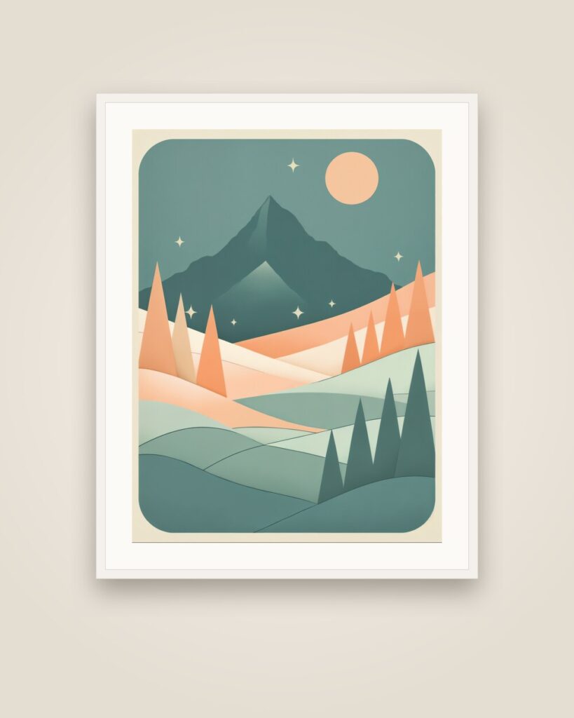 Mountain Peak at Night Art Print