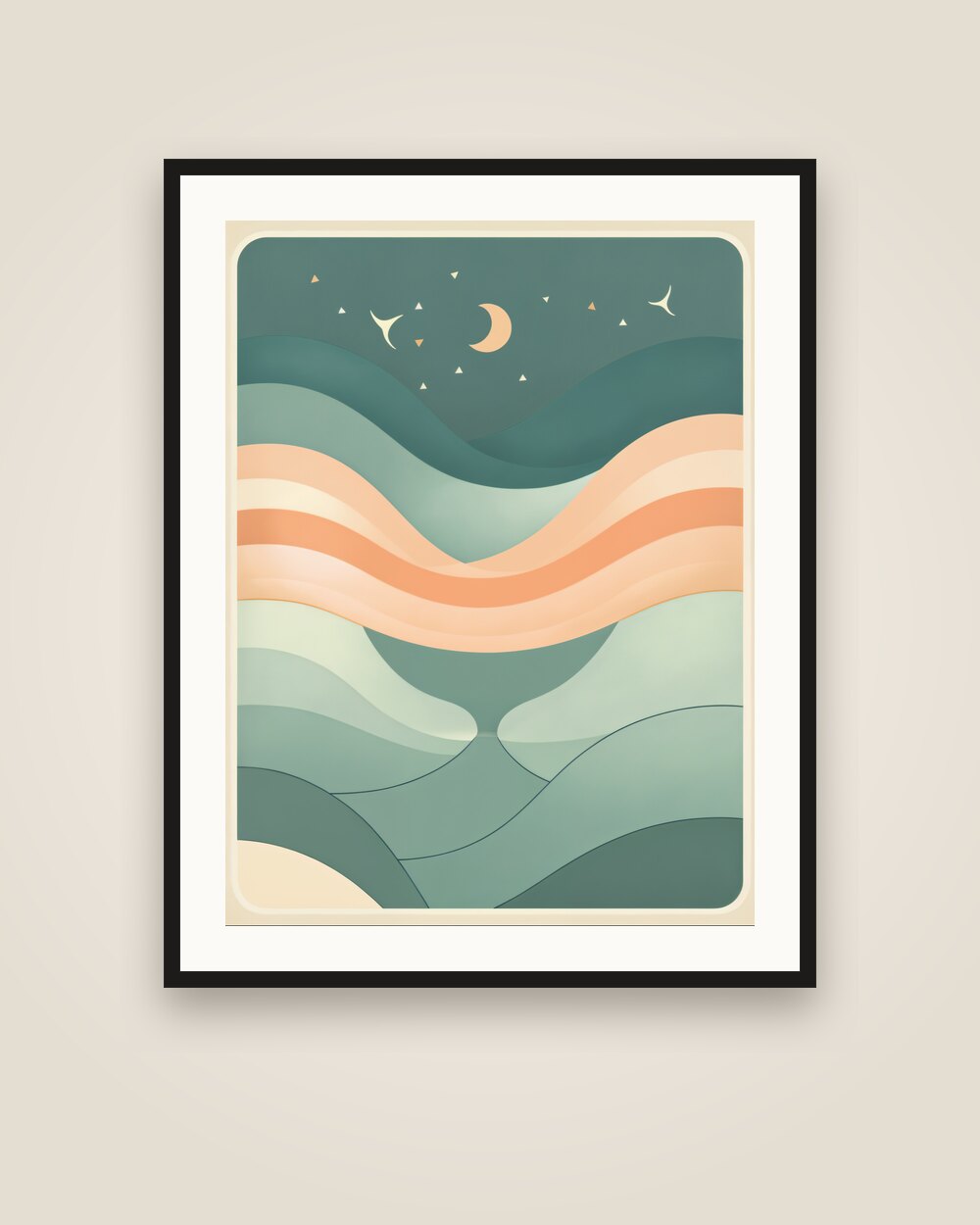Night Sea Waves Art Print