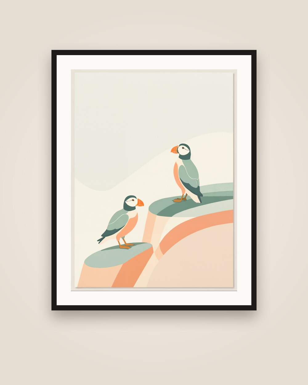 Puffins on the Cliff Art Print