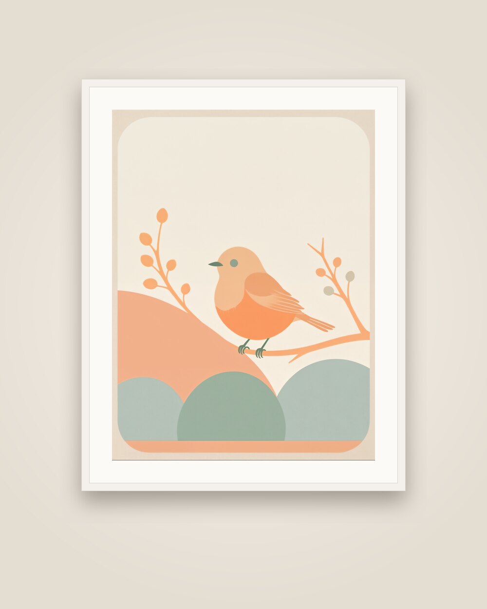 Robin on a Branch Art Print