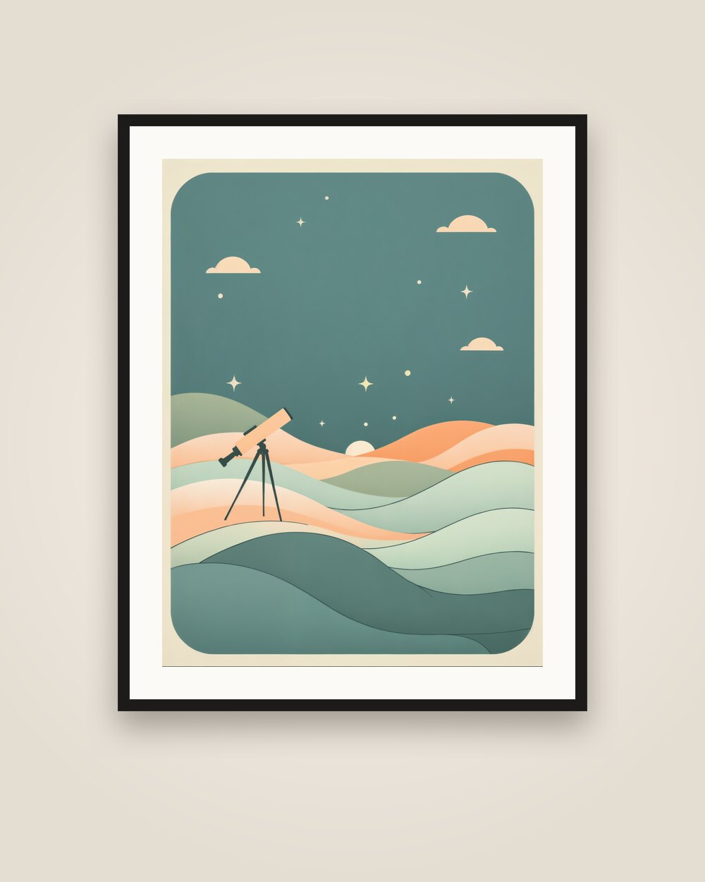Telescope on the Hill Art Print