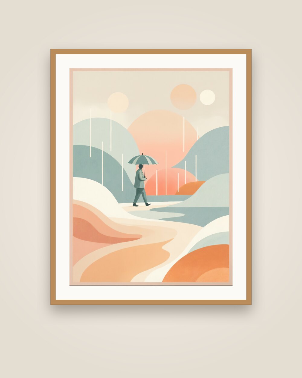 Umbrella in the Rain Art Print