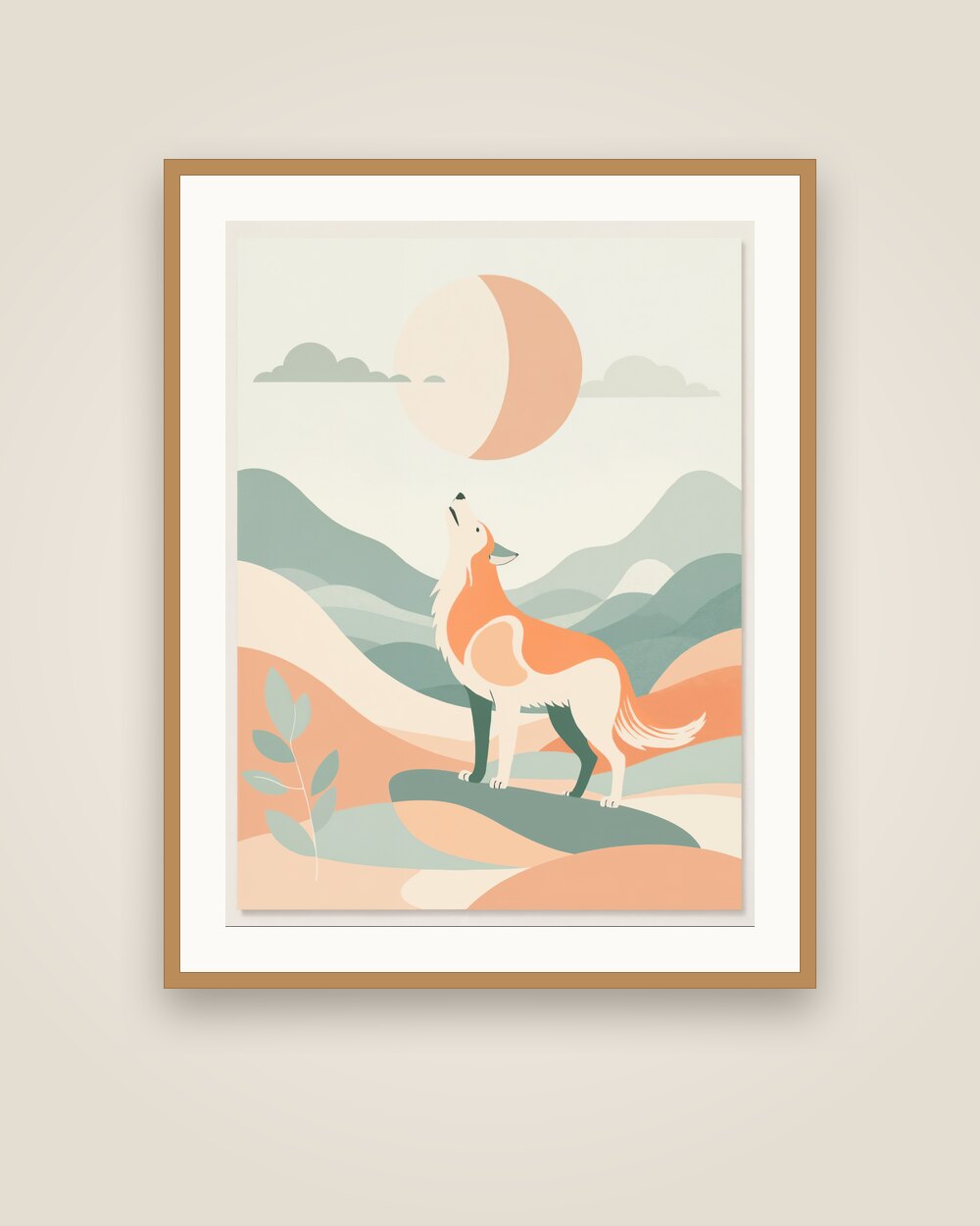 Wolf and Moon Art Print